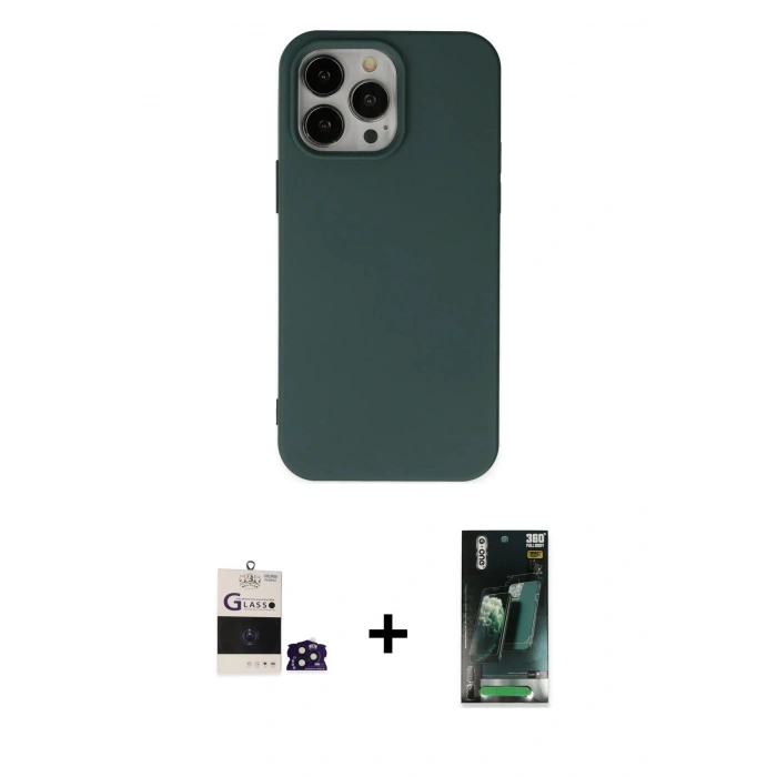 MARSİLYAN™- iPhone 14 Pro Max Kılıf Ahenk Serisi - Şeffaf 360 Full Body Arka Koruyucu + Bilvis Titan Kamera Lens - DNMR