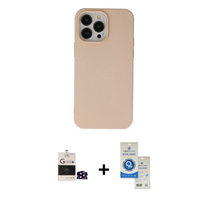 MARSİLYAN™- iPhone 14 Pro Max Kılıf Ahenk Serisi - Şeffaf Royal Nano Ekran Koruyucu + Bilvis Titan Kamera Lens - SH