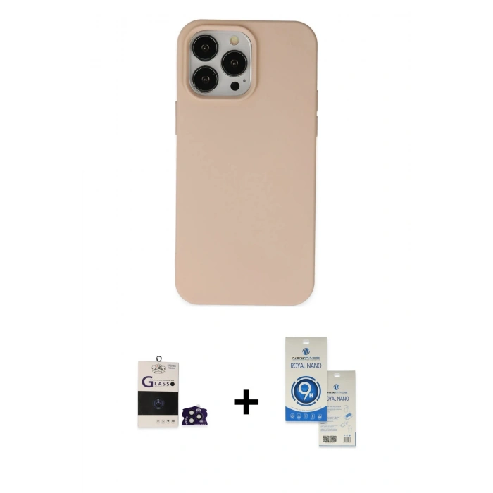 MARSİLYAN™- iPhone 14 Pro Max Kılıf Ahenk Serisi - Şeffaf Royal Nano Ekran Koruyucu + Bilvis Titan Kamera Lens - DNMR