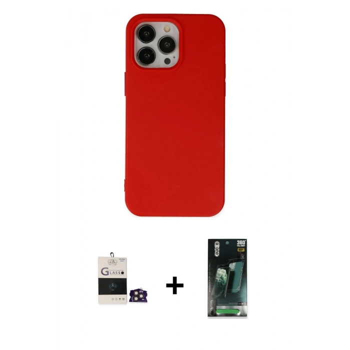MARSİLYAN™- iPhone 14 Pro Max Kılıf Ahenk Serisi - Siyah 360 Mat Full Body Arka Koruyucu + Bilvis Titan Kamera Lens - GD