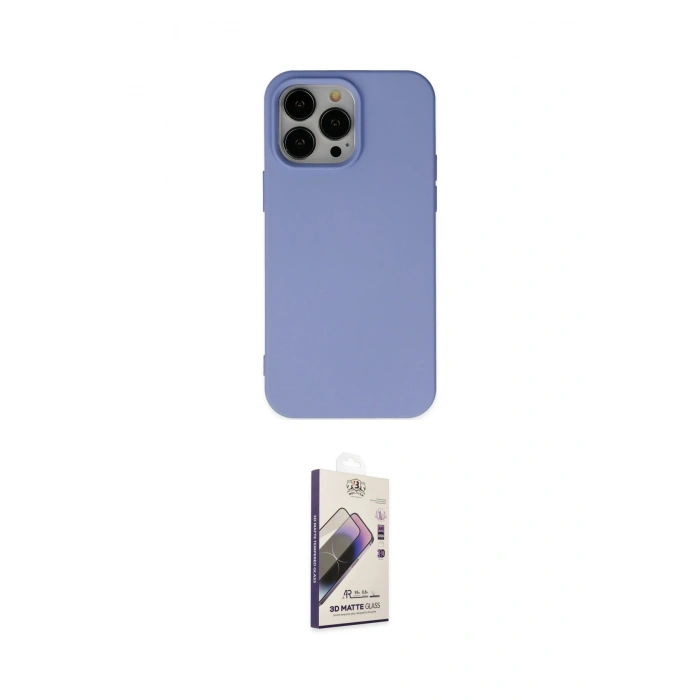 MARSİLYAN™- iPhone 14 Pro Max Kılıf Ahenk Serisi - Siyah Bilvis 3D Mat Cam Ekran Koruyucu