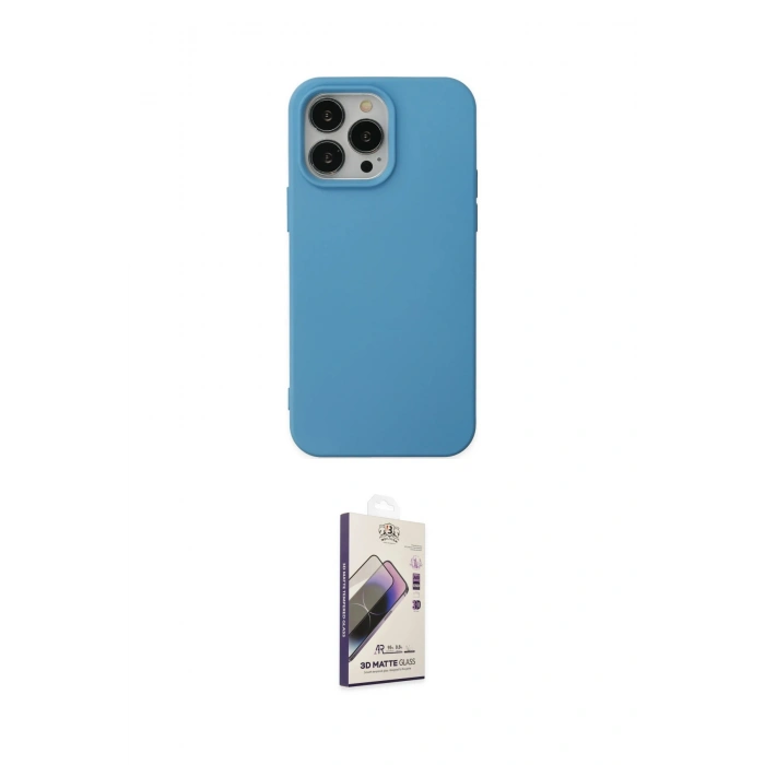 MARSİLYAN™- iPhone 14 Pro Max Kılıf Ahenk Serisi - Siyah Bilvis 3D Mat Cam Ekran Koruyucu