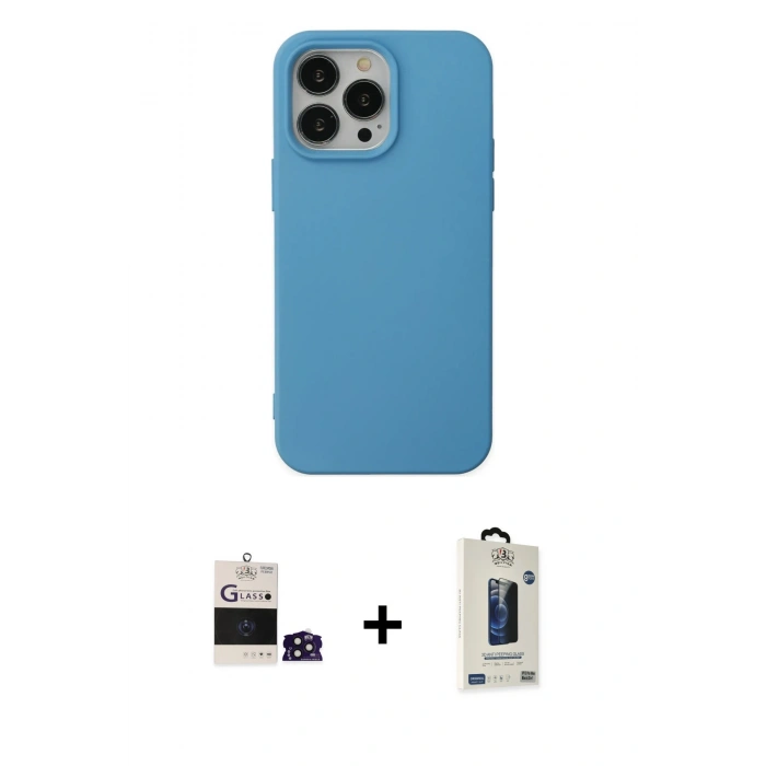 MARSİLYAN™- iPhone 14 Pro Max Kılıf Ahenk Serisi - Siyah Bilvis Hayalet Cam Ekran Koruyucu + Bilvis Titan Kamera Lens - DNMR