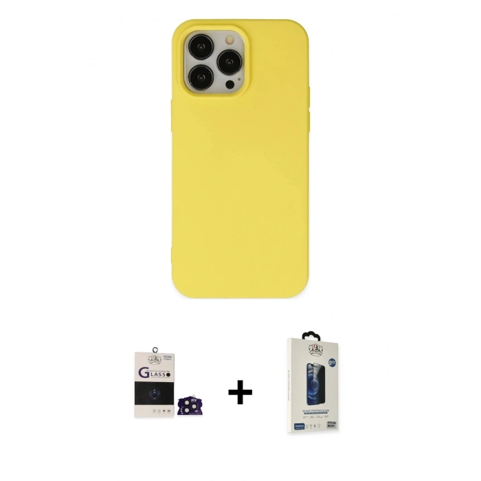 MARSİLYAN™- iPhone 14 Pro Max Kılıf Ahenk Serisi - Siyah Bilvis Hayalet Cam Ekran Koruyucu + Bilvis Titan Kamera Lens - DNMR