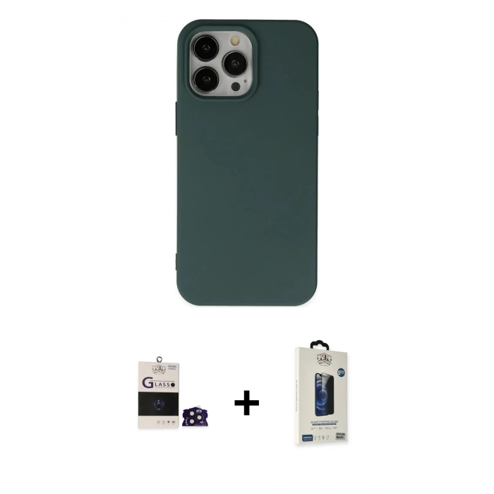 MARSİLYAN™- iPhone 14 Pro Max Kılıf Ahenk Serisi - Siyah Bilvis Hayalet Cam Ekran Koruyucu + Bilvis Titan Kamera Lens - DNMR
