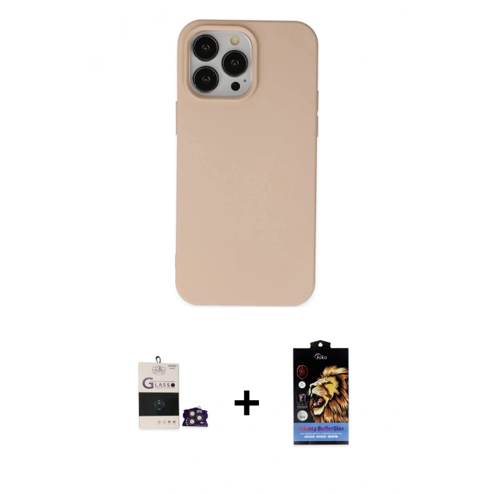 MARSİLYAN™- iPhone 14 Pro Max Kılıf Ahenk Serisi - Siyah Buffer Hayalet Cam Ekran Koruyucu + Bilvis Titan Kamera Lens - GD