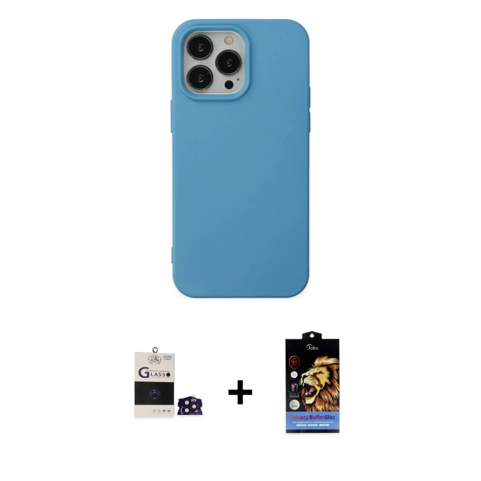 MARSİLYAN™- iPhone 14 Pro Max Kılıf Ahenk Serisi - Siyah Buffer Hayalet Cam Ekran Koruyucu + Bilvis Titan Kamera Lens - DNMR