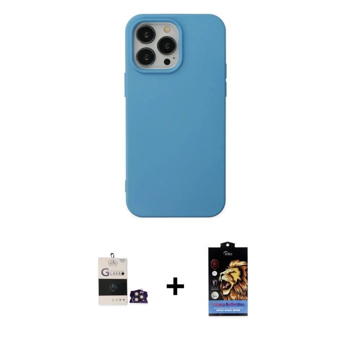 MARSİLYAN™- iPhone 14 Pro Max Kılıf Ahenk Serisi - Siyah Buffer Hayalet Cam Ekran Koruyucu + Bilvis Titan Kamera Lens - GD