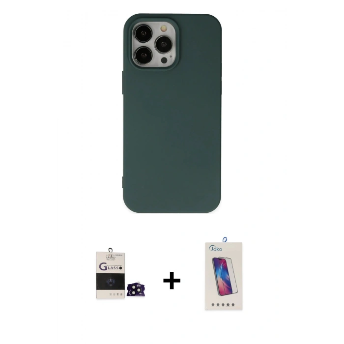 MARSİLYAN™- iPhone 14 Pro Max Kılıf Ahenk Serisi - Siyah Joko 5D Cam + Bilvis Titan Kamera Lens - SH