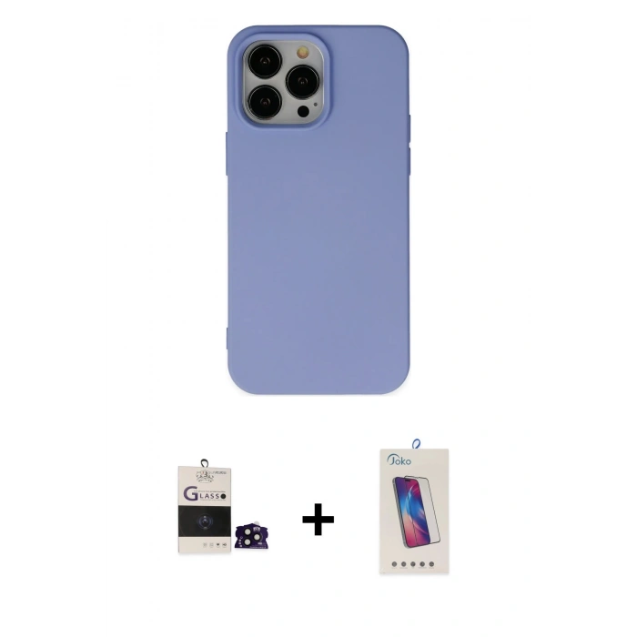 MARSİLYAN™- iPhone 14 Pro Max Kılıf Ahenk Serisi - Siyah Joko 5D Cam + Bilvis Titan Kamera Lens - SH
