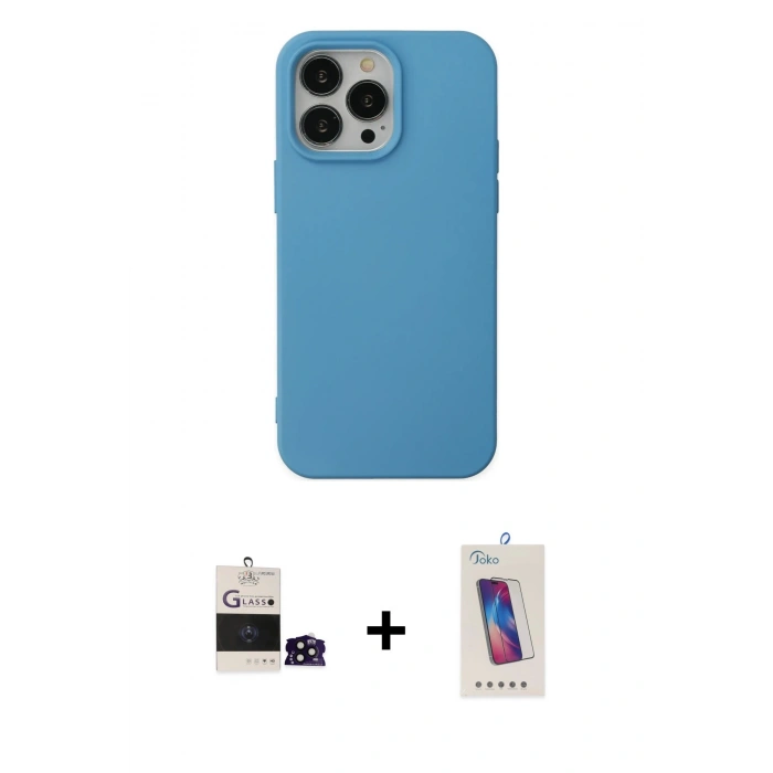 MARSİLYAN™- iPhone 14 Pro Max Kılıf Ahenk Serisi - Siyah Joko 5D Cam + Bilvis Titan Kamera Lens - SH