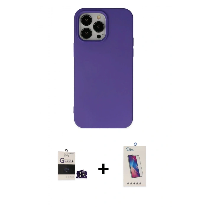 MARSİLYAN™- iPhone 14 Pro Max Kılıf Ahenk Serisi - Siyah Joko 5D Cam + Bilvis Titan Kamera Lens - SH