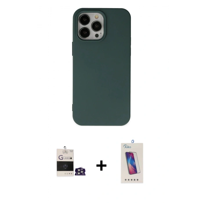 MARSİLYAN™- iPhone 14 Pro Max Kılıf Ahenk Serisi - Siyah Joko 5D Cam + Bilvis Titan Kamera Lens - GS