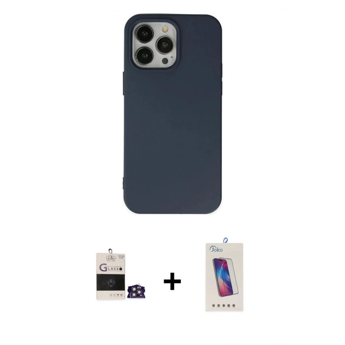 MARSİLYAN™- iPhone 14 Pro Max Kılıf Ahenk Serisi - Siyah Joko 5D Cam + Bilvis Titan Kamera Lens - GS