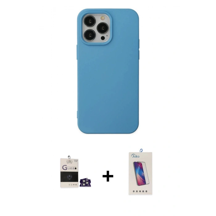 MARSİLYAN™- iPhone 14 Pro Max Kılıf Ahenk Serisi - Siyah Joko 5D Cam + Bilvis Titan Kamera Lens - GS