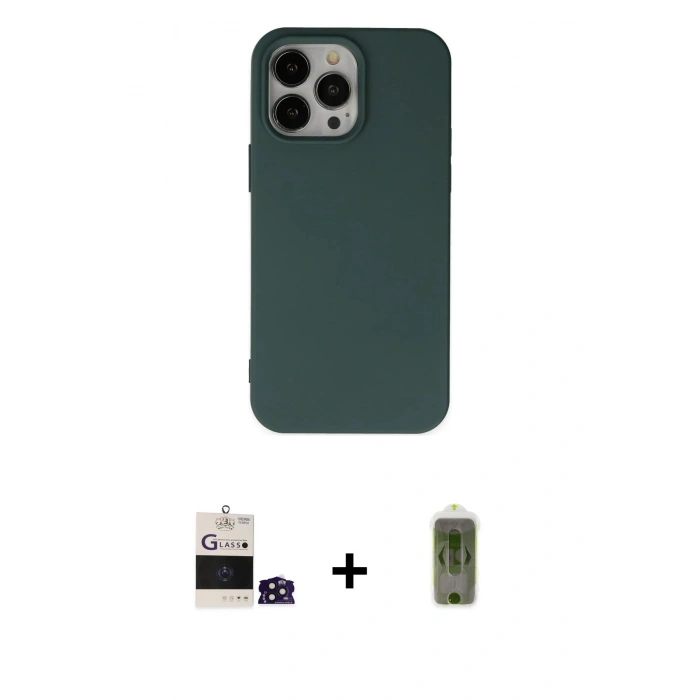 MARSİLYAN™- iPhone 14 Pro Max Kılıf Ahenk Serisi - Siyah Joko Magic 5D Hayalet Cam + Bilvis Titan Kamera Lens - DNMR