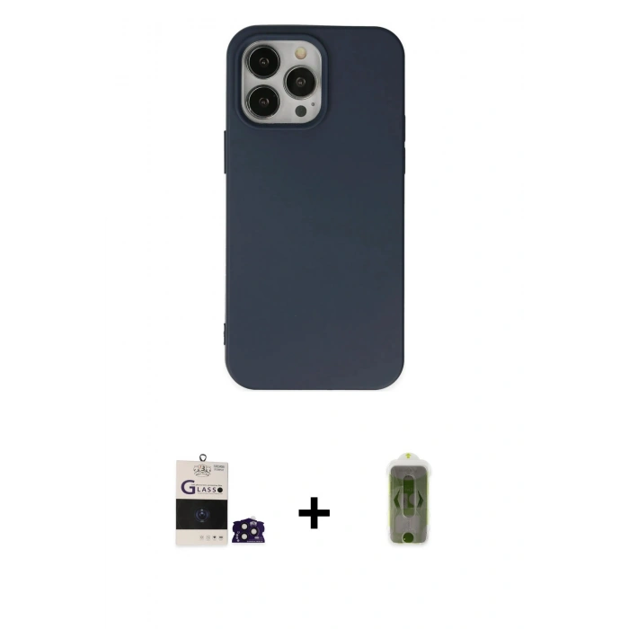 MARSİLYAN™- iPhone 14 Pro Max Kılıf Ahenk Serisi - Siyah Joko Magic 5D Hayalet Cam + Bilvis Titan Kamera Lens - DNMR