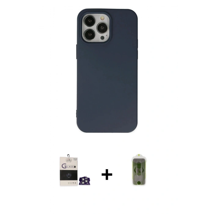 MARSİLYAN™- iPhone 14 Pro Max Kılıf Ahenk Serisi - Siyah Joko Magic 5D Hayalet Cam + Bilvis Titan Kamera Lens - GS