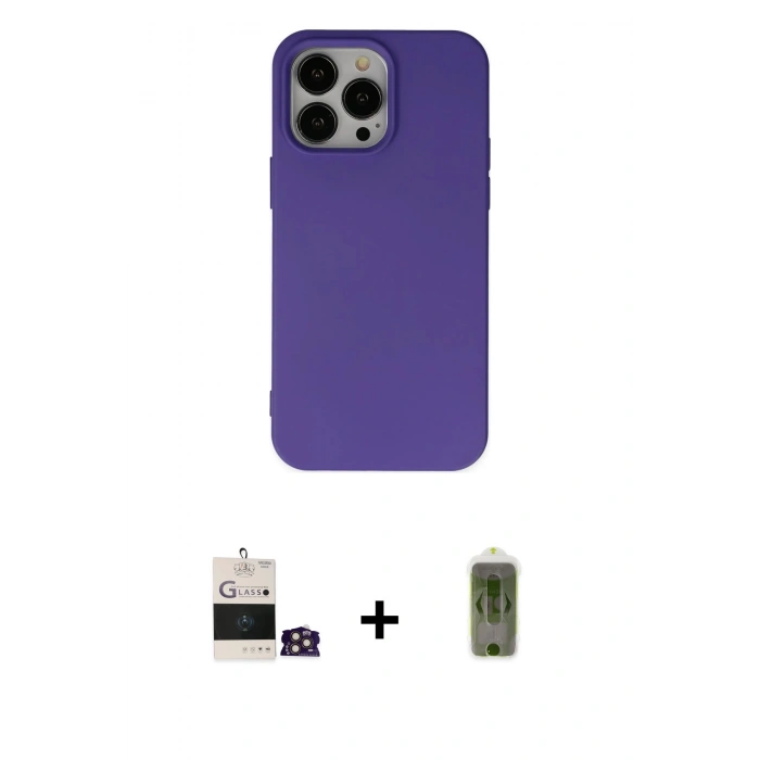 MARSİLYAN™- iPhone 14 Pro Max Kılıf Ahenk Serisi - Siyah Joko Magic 5D Hayalet Cam + Bilvis Titan Kamera Lens - GD