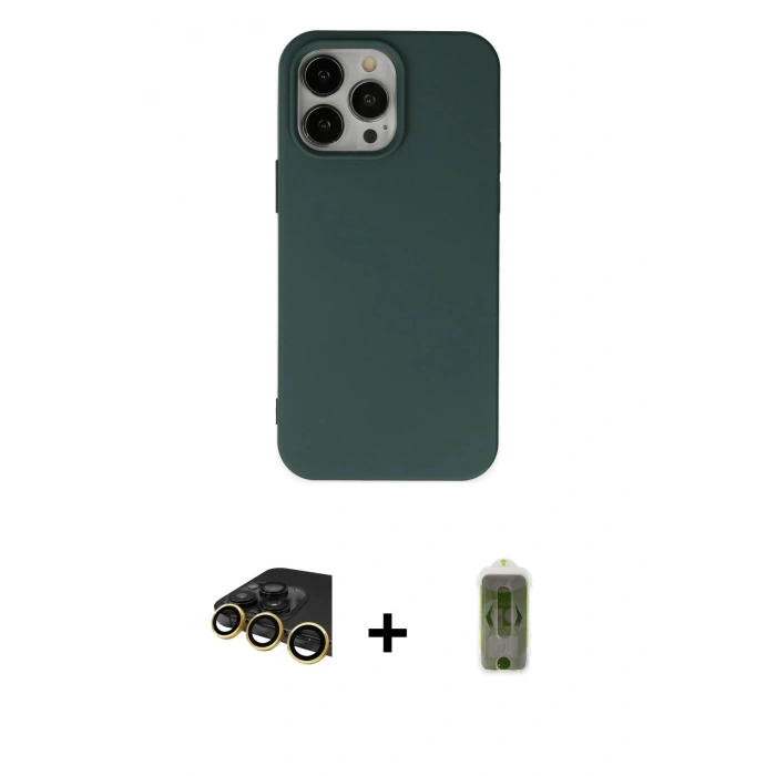 MARSİLYAN™- iPhone 14 Pro Max Kılıf Ahenk Serisi - Siyah Joko Magic 5D Hayalet Cam + Raze Metal Kamera Lens - GD
