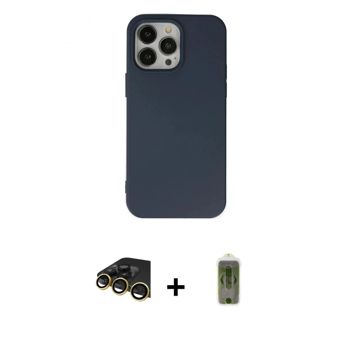 MARSİLYAN™- iPhone 14 Pro Max Kılıf Ahenk Serisi - Siyah Joko Magic 5D Hayalet Cam + Raze Metal Kamera Lens - GD