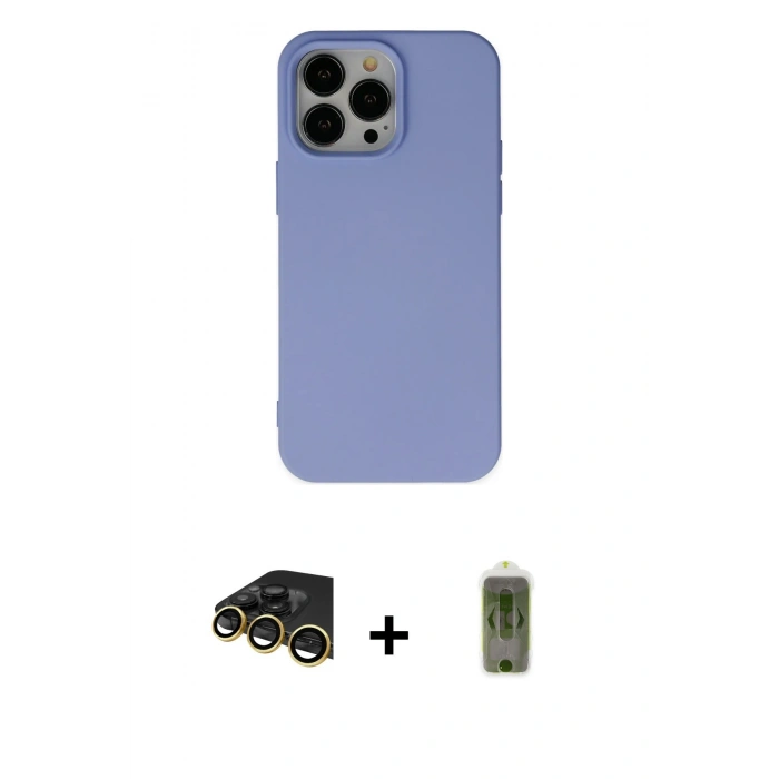 MARSİLYAN™- iPhone 14 Pro Max Kılıf Ahenk Serisi - Siyah Joko Magic 5D Hayalet Cam + Raze Metal Kamera Lens - GD