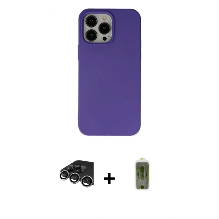 MARSİLYAN™- iPhone 14 Pro Max Kılıf Ahenk Serisi - Siyah Joko Magic 5D Hayalet Cam + Raze Metal Kamera Lens - GS