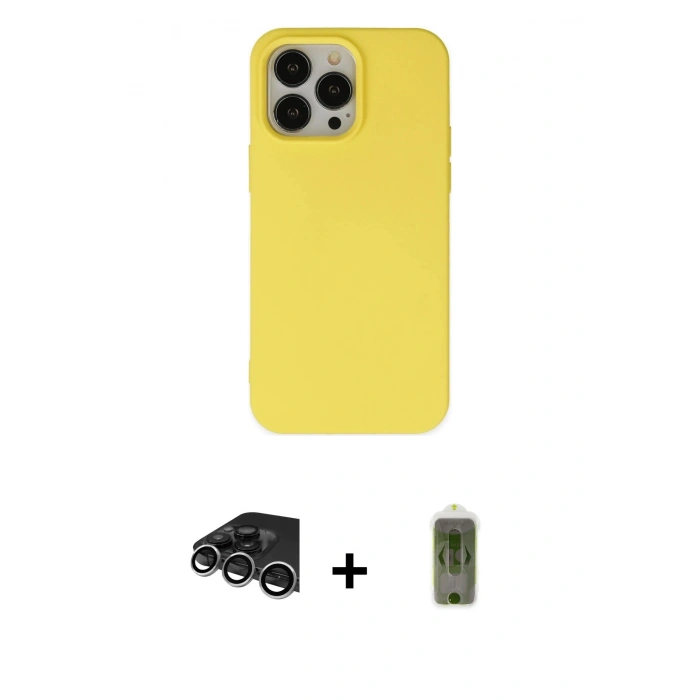 MARSİLYAN™- iPhone 14 Pro Max Kılıf Ahenk Serisi - Siyah Joko Magic 5D Hayalet Cam + Raze Metal Kamera Lens - GS