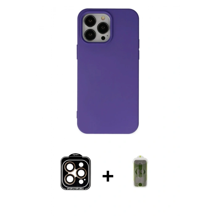 MARSİLYAN™- iPhone 14 Pro Max Kılıf Ahenk Serisi - Siyah Joko Magic 5D Hayalet Cam + PVD Metal Kamera Lens - TU