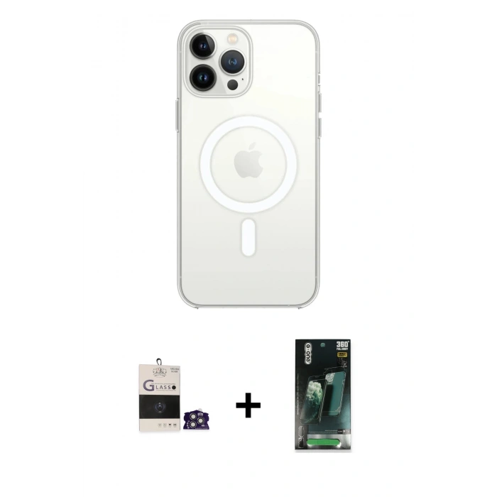 MARSİLYAN™- iPhone 14 Pro Max Kılıf Ahenk Yansıma Prime - Siyah 360 Mat Full Body Arka Koruyucu + Bilvis Titan Kamera Lens - GS
