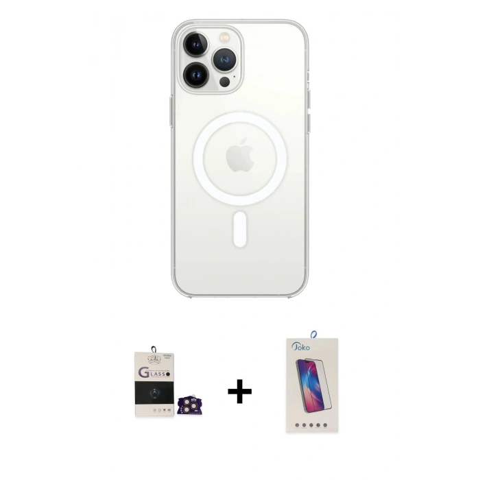 MARSİLYAN™- iPhone 14 Pro Max Kılıf Ahenk Yansıma Prime - Siyah Joko 5D Cam + Bilvis Titan Kamera Lens - GD