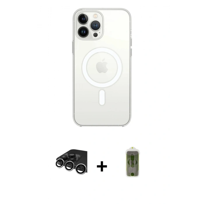 MARSİLYAN™- iPhone 14 Pro Max Kılıf Ahenk Yansıma Prime - Siyah Joko Magic 5D Hayalet Cam + Raze Metal Kamera Lens - GS