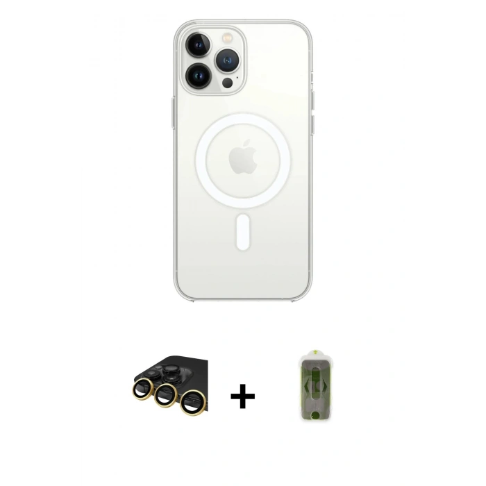 MARSİLYAN™- iPhone 14 Pro Max Kılıf Ahenk Yansıma Prime - Siyah Joko Magic 5D Hayalet Cam + Raze Metal Kamera Lens - GD