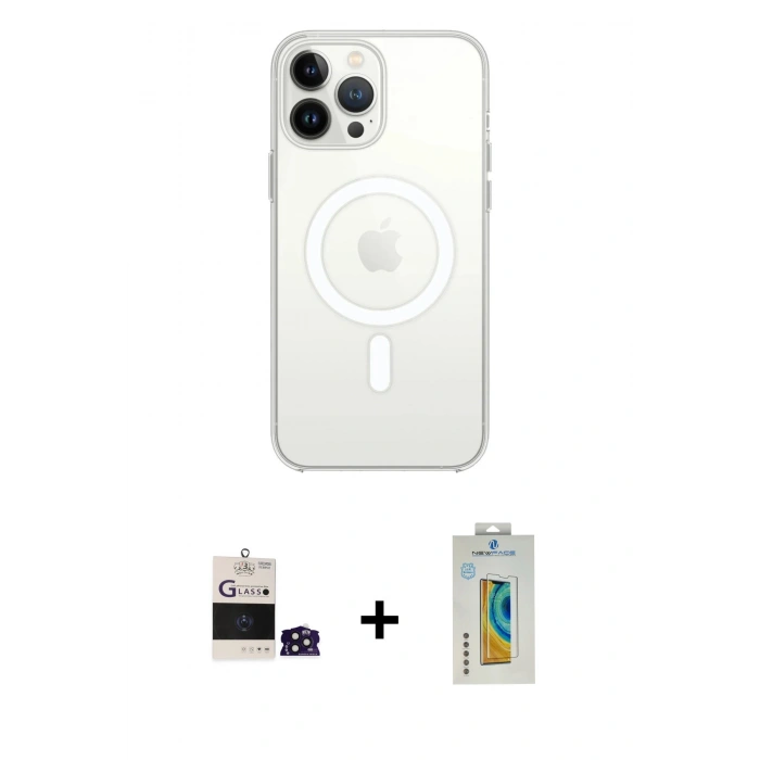 MARSİLYAN™- iPhone 14 Pro Max Kılıf Ahenk Yansıma Prime - Siyah Polymer Nano Ekran Koruyucu + Bilvis Titan Kamera Lens - DNMR
