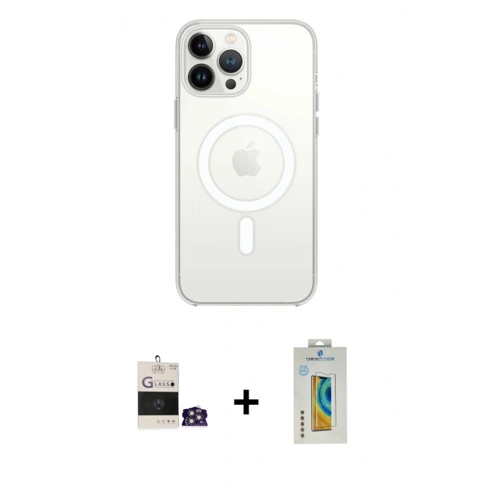 MARSİLYAN™- iPhone 14 Pro Max Kılıf Ahenk Yansıma Prime - Siyah Polymer Nano Ekran Koruyucu + Bilvis Titan Kamera Lens - GS