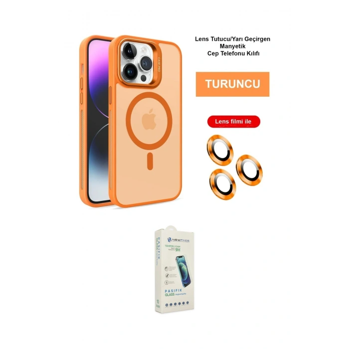 MARSİLYAN™- iPhone 14 Pro Max Kılıf Akış Form - Şeffaf Pasifik Cam Ekran Koruyucu