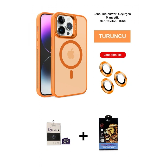 MARSİLYAN™- iPhone 14 Pro Max Kılıf Akış Form - Siyah Buffer Hayalet Cam Ekran Koruyucu + Bilvis Titan Kamera Lens - GS