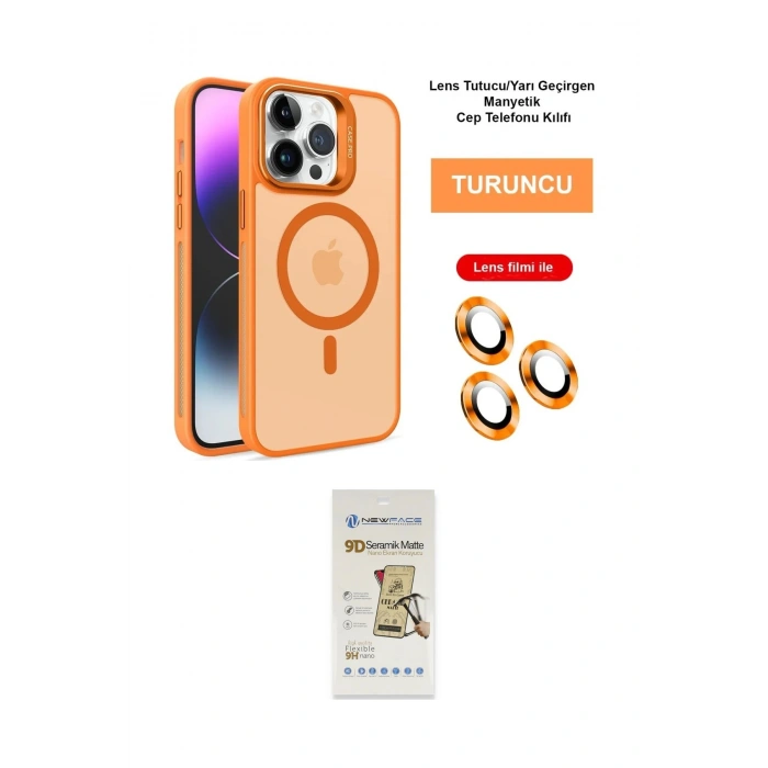 MARSİLYAN™- iPhone 14 Pro Max Kılıf Akış Form - Siyah Mat Seramik Nano Ekran Koruyucu