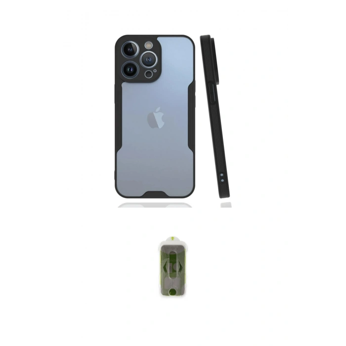 MARSİLYAN™- iPhone 14 Pro Max Kılıf Atlas Asil Serisi - Siyah Joko Magic 5D Hayalet Cam