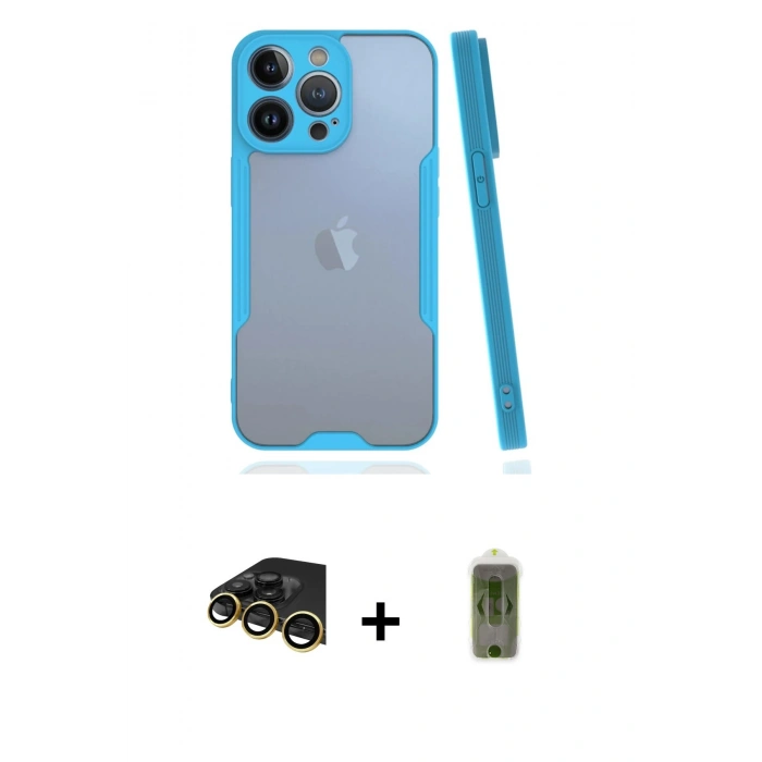 MARSİLYAN™- iPhone 14 Pro Max Kılıf Atlas Asil Serisi - Siyah Joko Magic 5D Hayalet Cam + Raze Metal Kamera Lens - GD