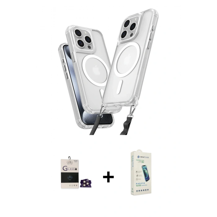 MARSİLYAN™- iPhone 14 Pro Max Kılıf Atlas Doku Koleksiyonu - Şeffaf Pasifik Cam Ekran Koruyucu + Bilvis Titan Kamera Lens - GD
