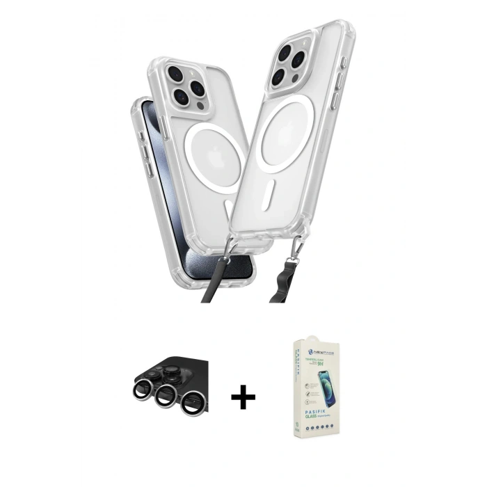 MARSİLYAN™- iPhone 14 Pro Max Kılıf Atlas Doku Koleksiyonu - Şeffaf Pasifik Cam Ekran Koruyucu + Raze Metal Kamera Lens - GS
