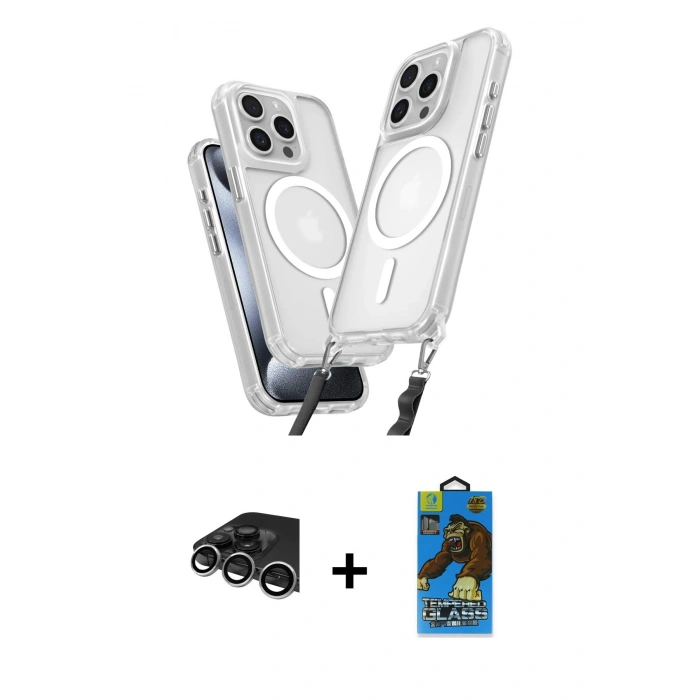 MARSİLYAN™- iPhone 14 Pro Max Kılıf Atlas Doku Koleksiyonu - Siyah 18D Cam Ekran Koruyucu + Raze Metal Kamera Lens - GS