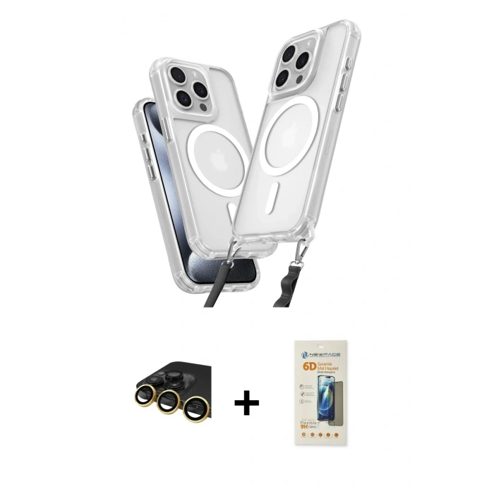 MARSİLYAN™- iPhone 14 Pro Max Kılıf Atlas Doku Koleksiyonu - Siyah 6D Mat Seramik Hayalet Nano Ekran Koruyucu + Raze Metal Kamera Lens - GD