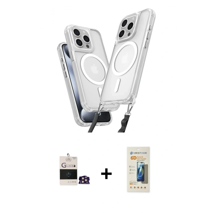 MARSİLYAN™- iPhone 14 Pro Max Kılıf Atlas Doku Koleksiyonu - Siyah 6D Mat Seramik Hayalet Nano Ekran Koruyucu + Bilvis Titan Kamera Lens - GD