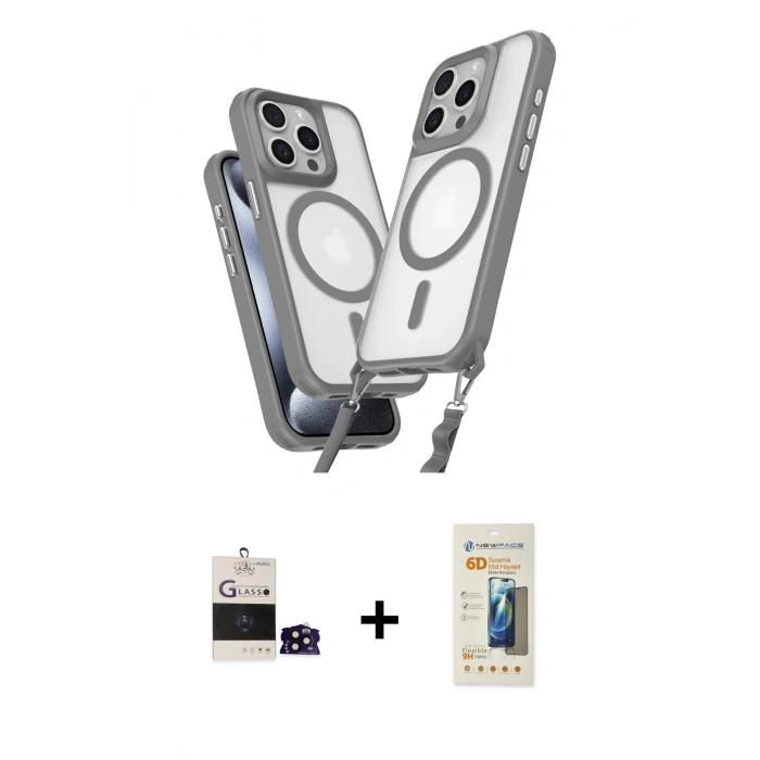 MARSİLYAN™- iPhone 14 Pro Max Kılıf Atlas Doku Koleksiyonu - Siyah 6D Mat Seramik Hayalet Nano Ekran Koruyucu + Bilvis Titan Kamera Lens - SH