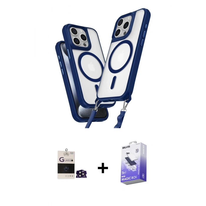 MARSİLYAN™- iPhone 14 Pro Max Kılıf Atlas Doku Koleksiyonu - Siyah Bilvis 5in1 5D Magic Hayalet Cam Ekran Koruyucu + Bilvis Titan Kamera Lens - DNMR