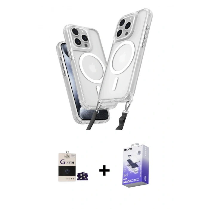 MARSİLYAN™- iPhone 14 Pro Max Kılıf Atlas Doku Koleksiyonu - Siyah Bilvis 5in1 5D Magic Hayalet Cam Ekran Koruyucu + Bilvis Titan Kamera Lens - DNMR
