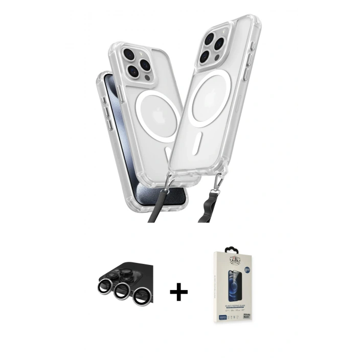 MARSİLYAN™- iPhone 14 Pro Max Kılıf Atlas Doku Koleksiyonu - Siyah Bilvis Hayalet Cam Ekran Koruyucu + Raze Metal Kamera Lens - GS