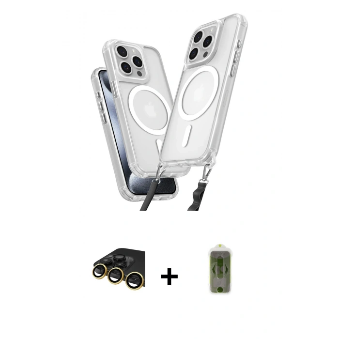 MARSİLYAN™- iPhone 14 Pro Max Kılıf Atlas Doku Koleksiyonu - Siyah Joko Magic 5D Hayalet Cam + Gold Raze Metal Kamera Lens